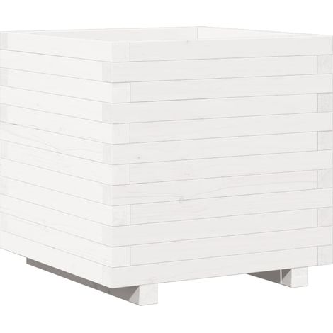 Vassoio per fioriera aiuola rialzata piante fiori terrazza giardino 50 x 50 x 49,5 cm legno di pino massiccio bianco 020037647