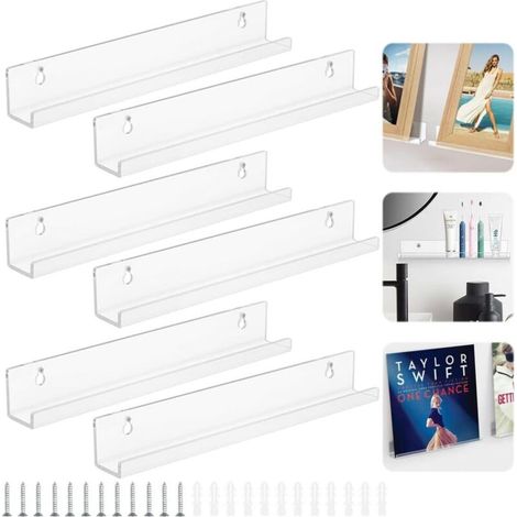 6 Supports de Disques en Acrylique Transparent, Étagère de Suspension, Affichage Mural pour Tableaux d'Enregistrement, Albums Photos (1/5)