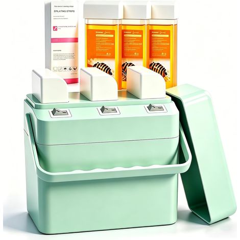Kit d'épilation à la cire numérique avec poils et duvet - Pour épilation à la maison, lèvre supérieure, sourcils, aisselles, visage, jambes (vert, 360 g (Lot de 1)) (1/5)