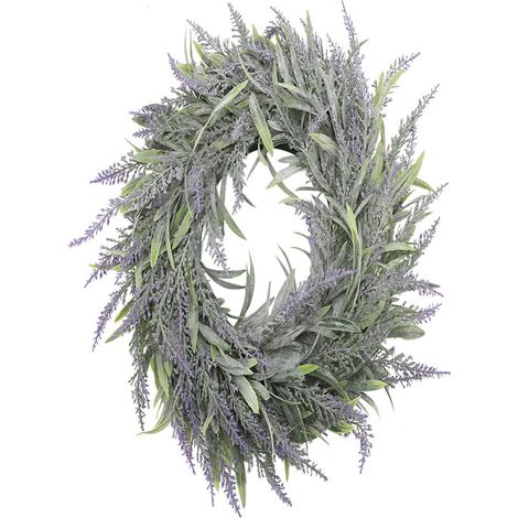 Couronne de fleurs et feuilles vertes de 32 cm à suspendre à une porte, un mur ou une fenêtre - Décoration pour la maison, un mariage ou une fête (1/5)