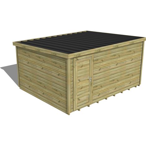 ABRI DE JARDIN bois traité 27mm, Essentiel, 4,3x3,4m, 15m2, Plancher