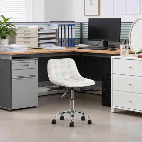 Sedia ufficio girevole velluto regolabile con ruote OKMYHOME (1/5)