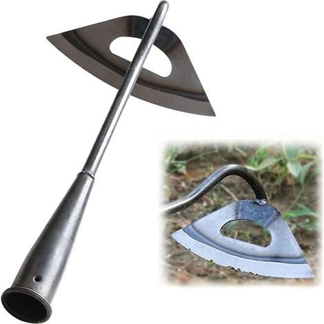 Houe creuse durcie tout en acier outil de sol de desserrage de jardinage, houe de plantation de jardin, accessoires de désherbage de ferme de râteau de désherbage portable (1/4)