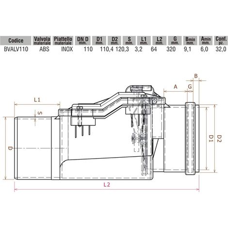 Valvola antireflusso DM 110 in abs e inox BVALV110 Bampi
