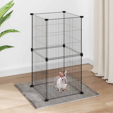 vidaXL Gabbia per Animali Domestici 8 Pannelli Nero 35x35 cm Acciaio
