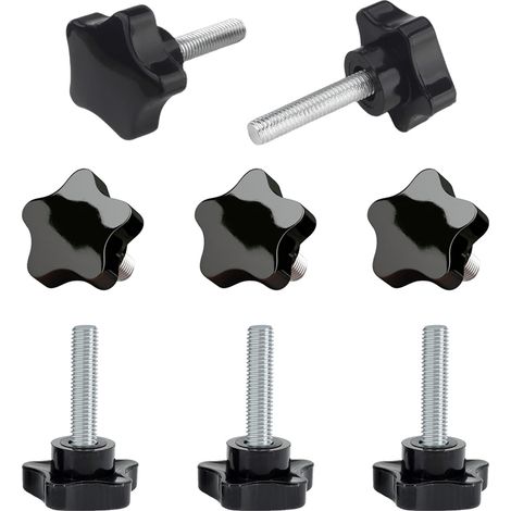 APEX 8PCS Boutons de Serrage en Forme D'étoile, M12 X 30mm Vis à Tête Moletée, Boutons de Serrage de Filetage avec Poignée, pour Machine, Équipement (1/5)