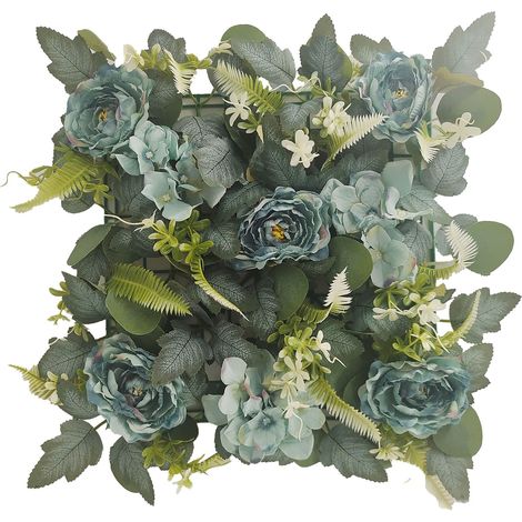 Panneau mural de pivoines artificielles 3D, décor floral de 35 cm pour mariage, fête, décoration DIY, style vintage bleu (1/2)
