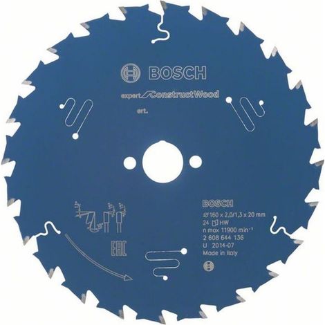 Kreissägeblatt Expert for Construct Wood Ø20mm - 160 x 20 x 2,0 mm, 24 - 2 608 644 136 (1/4)