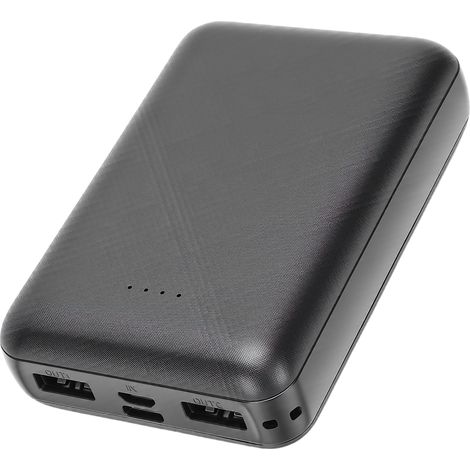 Batterie externe pour gilet chauffant 2,1 A, rechargeable, 20 000 mAh, sortie micro-USB et USB-C, noire (1/5)