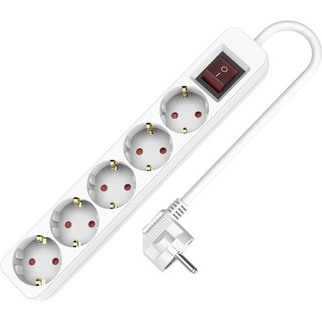 Multiprise 5 prises avec interrupteur, câble Schuko de 1,5 m