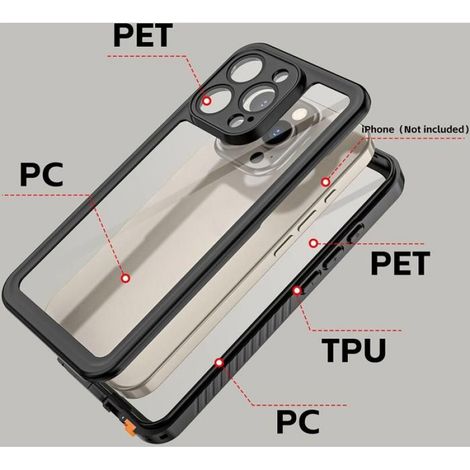 Étui pour téléphone portable, TPU, compatible avec l'iPhone 15 Pro, élégant, imperméable et résistant à l'usure, portable, noir (1/5)