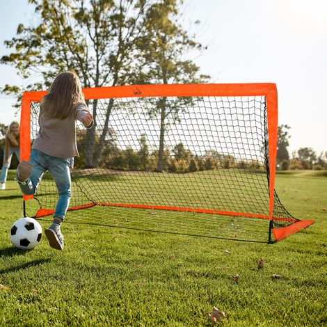 Ensemble de buts de football : 2 mini buts métalliques pliables avec tissu Oxford pour enfants en plein air en orange,183 x 90 x 90 cm