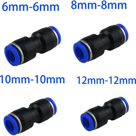 (Raccords droits 10 pièces - 6 mm) 10 raccords rapides pneumatiques à emboîter pour système d'arrosage de jardin, brumisateur, tuyau d'irrigation 6 mm, 8 mm, 10 mm, 12 mm (1/5)
