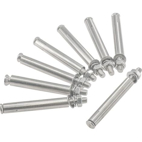 Lot de 8 boulons d'expansion en acier inoxydable 304 - Ancrages muraux et au sol robustes pour béton et brique (M8 × 100 mm) (1/5)