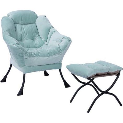 Loungesessel mit Ottomane, ergonomisch, klappbare Fußstütze, blau