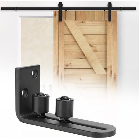 Guides de roulement à billes en acier au carbone pour portes coulissantes de grange, avec quincaillerie de porte à roulement duplex (1/5)