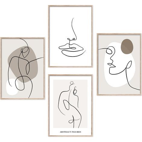 Wall art posters, set of abstract line paintings, modern painting (1/5)
