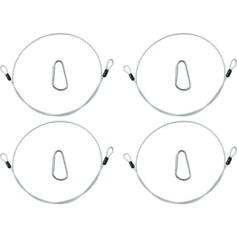Lot de 4 câbles en acier avec œillets et mousquetons, 1m x 3mm, antivol