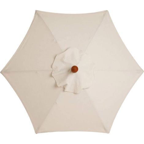 Toile de rechange pour parasol de terrasse Ø 3 m — Tissu de remplacement pour parasol d'extérieur à 6 baleines, housse de parasol, toile supérieure (Écru) (1/5)
