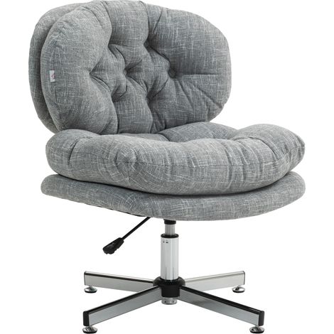 Chaise de bureau sans accoudoirs, chaise de bureau confortable avec assise rembourrée et hauteur réglable, grise (1/5)