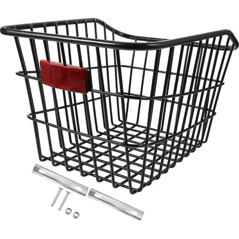 Panier arrière en fil métallique, acier au carbone, forme rectangulaire, accessoire de cyclisme pour usage extérieur, 1 pièce (1/5)