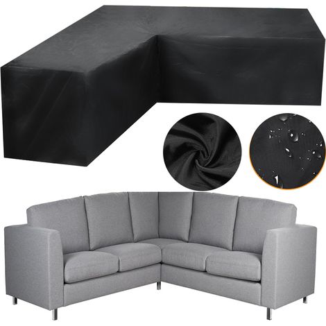 Housse de protection pour mobilier de jardin en V (noir, 215 x 215 x 87 cm), tissu Oxford imperméable, protège votre mobilier d'extérieur et prolonge