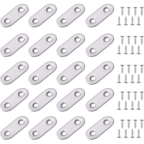 24 pezzi di piastre di fissaggio piatte e dritte, staffe di supporto piatte e dritte in metallo, gambe di montaggio 16 x 36 mm (1/5)