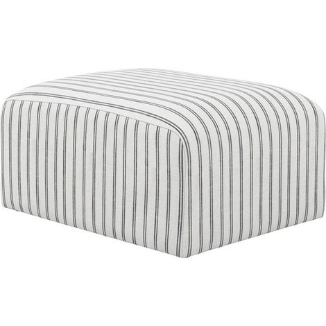 Ryder Chalk Stripe Pouffe - Woven - L70 x W90 x H44 cm - White/Black - Fully Assembled