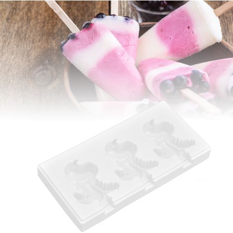 Silikon-Eisformen, Zubehör für die Herstellung von hausgemachtem Eis, Eiswürfelbehälter für Eiscreme und Eis am Stiel, 3-teiliger Dinosaurier-Eiswürfelbehälter (1/5)