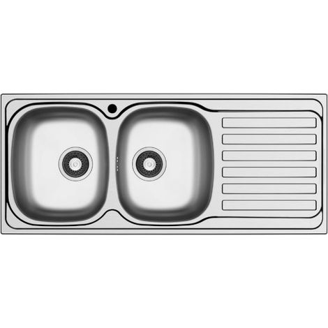 Lavello da incasso Adriatico116 monostampo 2 vasche e gocciolatoio destro inox