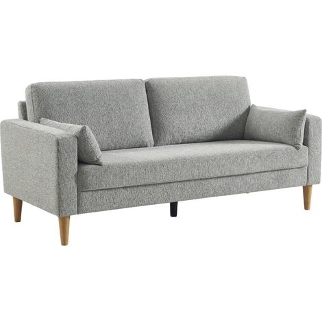 sweeek - 3-Sitzer Sofa mit Heveaholz und Chenille-Bezug, Chenille, Hellgrau