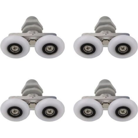 Roulettes Doubles pour Porte de Douche Roulettes pour Porte de Douche Roulettes Coulissantes Porte Salle de Bain Douche Rouleau de Douche de Rechange,Pièces de rechange pour salle de bain 27mm 4 PCS (1/5)