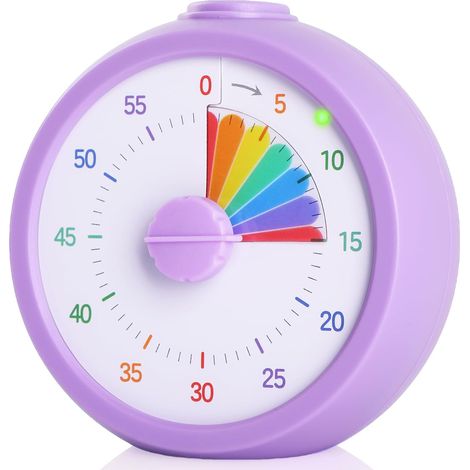 Minuterie visuelle de 60 Minutes pour Enfants, Compte à rebours Silencieux avec Cadran Couleur, minuterie analogique sans tic-tac pour Salle de Classe, Maison, Gestion du Temps (1/5)