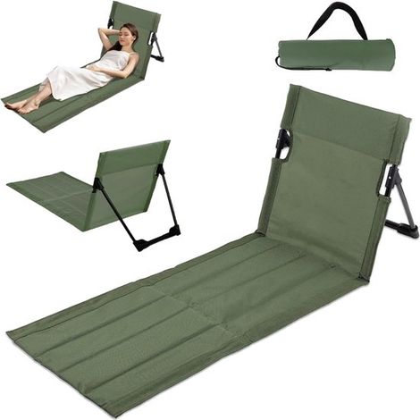 Faltbare Strandmatte mit Rückenlehne und leichter Strandstuhl mit verlängerter Sitzfläche, für Outdoor-Aktivitäten, Camping, Picknicks und Gartenveranstaltungen (1/4)