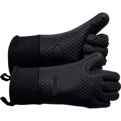 Hitzebeständige Silikon-Ofenhandschuhe, Grillhandschuhe, wasserdichte Küchenhandschuhe, Grillzubehör, Weber-Handschuhe für Pizza und Mikrowelle, rutschfest (1/4)
