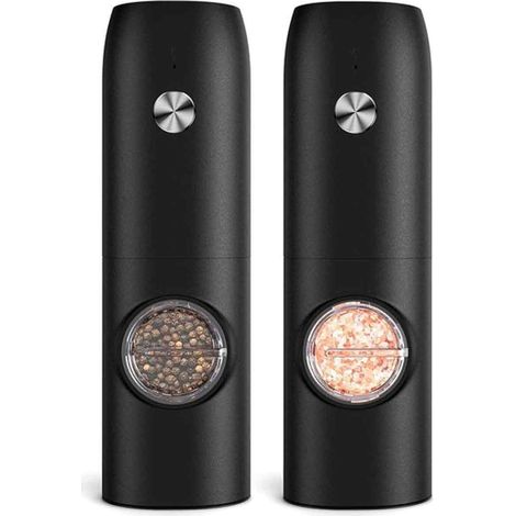 Molino Eléctrico Para Pimienta - Mecanismo Cerámico Ajustable 10 Niveles - Para Pimienta Negra Y Sal Marina - Reservorio De Vidrio De 50 G - Funciona Con 6 Pilas AA (1/5)