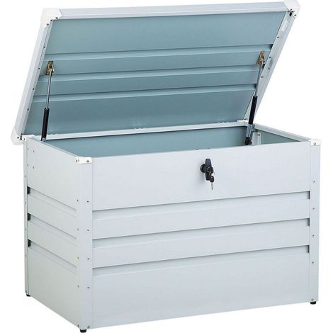 Beliani – Coffre de jardin en acier galvanisé 100 x 62 cm – Capacité 300 litres – Résistant aux UV et à l'eau – Fermeture à clé