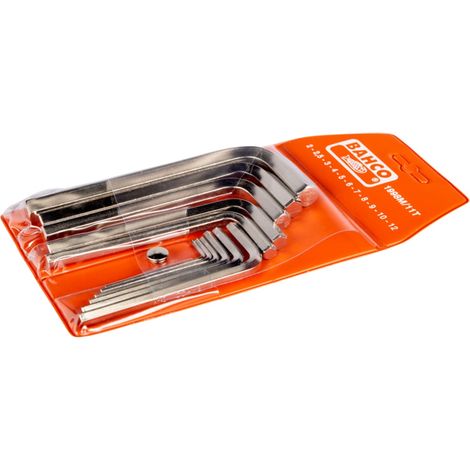 Bahco Metrischer Sechskant-Winkelschraubendreher-Satz, vernickelt, 2 bis 12 mm - 11-tlg. (1/3)