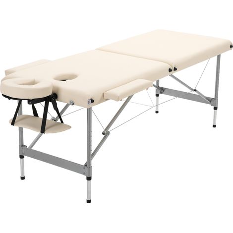 Camilla de masaje pliable altura réglable 7 positions reposacabezas apoyabrazos 186x71x62-83 cm Beige (1/5)