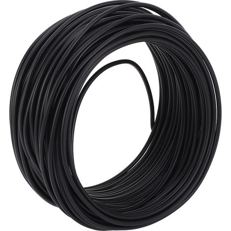 Fil de fer galvanisé souple pour câble de télécommunication PVC 1,5mm x 20m, embouchure ronde, noir (1/5)