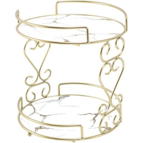 Étagère de rangement cosmétique à 2 niveaux, organisateur de maquillage, plateau de salle de bain, présentoir à bijoux pour parfums, blanc (1/5)