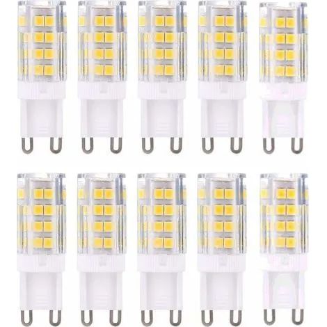 Lot de 10 ampoules LED G9, blanc chaud 3000K, 5W, équivalent à 40W halogène, 420 lumens, non dimmables (1/3)