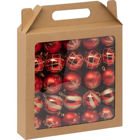Déco de sapin Lot de 25 Boules de Noël D 6 cm - Rouge et Doré - Feeric Christmas