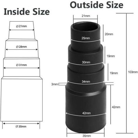 Adaptateurs universels pour aspirateurs d'atelier - Kit de 4 pièces, léger et durable, compatible avec toutes les marques. (1/4)