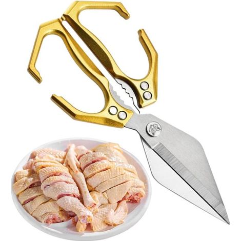 Forbici per pollame - Forbici da carne in acciaio inossidabile, resistenti e versatili per la preparazione di pollame, verdure, frutti di mare e pesce. (1/5)