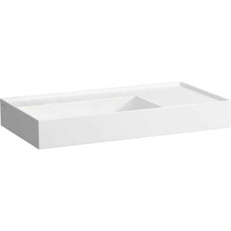 Lavabo KARTELL 900 x 460 mm, étagère à droite sans trop-plein, sans trou pour robinet blanc LCC LAUFEN