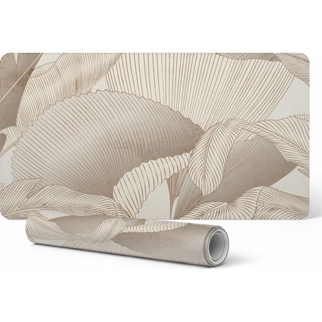 Alfombrilla de escritorio con un precioso estampado de hojas en delicadas l铆neas, 100x50 cm.