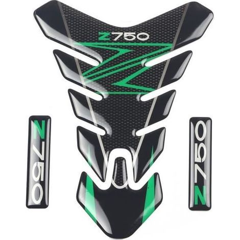Autocollant 3D - Kawasaki - Z750 - Imperméable - Fiber de carbone - Vert