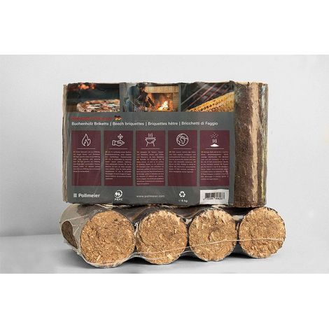 Pollmeier Buchenholzbriketts 6kg Holzbriketts Buchenbriketts Brennholz Kaminholz (1/4)