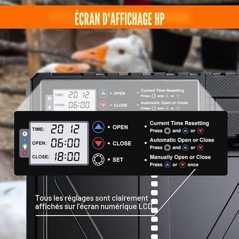 Chicken Coop Hatch Aluminium Electric Door Screen Timer Pinch Protection Manual Mode Battery Operated (1/4)